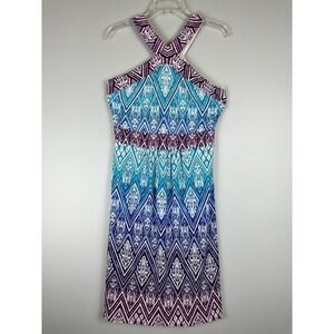 Wisp Geometric Halter Sun Dress Purple Blue Women's Size 6 New with Tags Beach